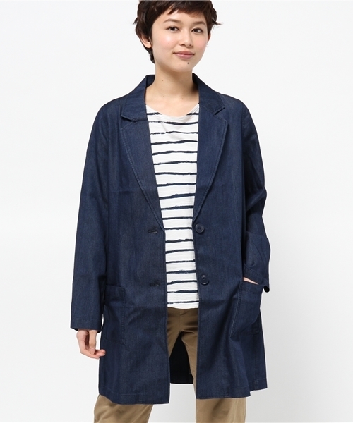 WEGO(ウィゴー)の「WEGO/デニムロングジャケット(デニムジャケット・レディース・インディゴブルー/ダークインディゴブルー・FREE)」の12枚目の写真