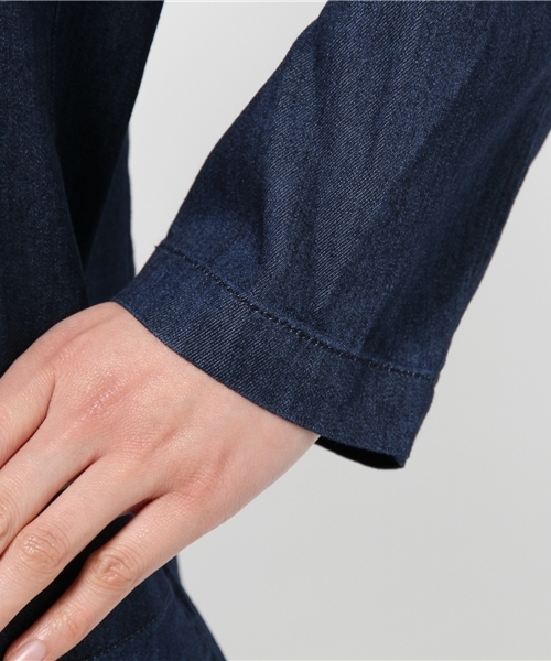 WEGO(ウィゴー)の「WEGO/デニムロングジャケット(デニムジャケット・レディース・インディゴブルー/ダークインディゴブルー・FREE)」の4枚目の写真