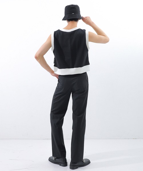 BASIC COTTON(ベーシックコットン)の「A'GEM/9 × .kom『BASIC COTTON/ベーシックコットン』ミックスデザインVネックスウェットベスト(ベスト・レディース・ホワイト/ブラック/ブラック×ホワイト・FREE)」の15枚目の写真