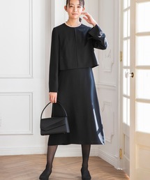 form forma（フォルムフォルマ）の「【卒入学式にも使える】【喪服】ノーカラージャケット＆≪サイズ調整可能≫セミフレアワンピース　ブラックフォーマルスーツ/卒業式（卒園式）入学式（入園式）七五三・お宮参り（スーツセット・レディース）」