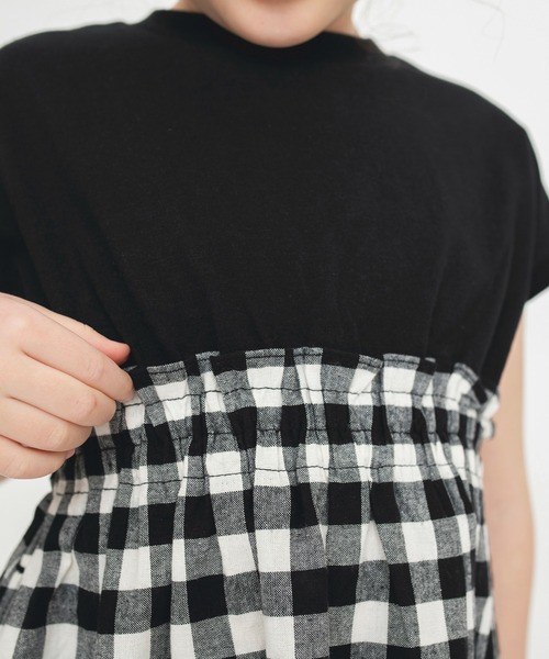 BRANSHES（ブランシェス）の「【WEB限定】ドット柄/ギンガムチェックドッキングワンピース（ワンピース・キッズ・ライトグレー/ブラック・100/130/120/150/110/140）」の14枚目の写真