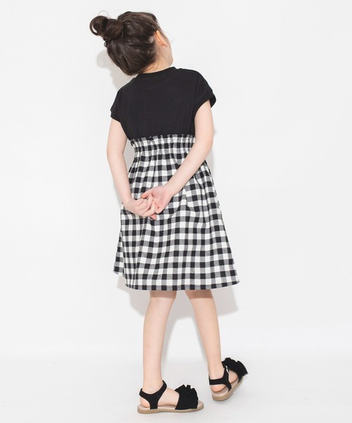BRANSHES（ブランシェス）の「【WEB限定】ドット柄/ギンガムチェックドッキングワンピース（ワンピース・キッズ・ライトグレー/ブラック・100/130/120/150/110/140）」の7枚目の写真