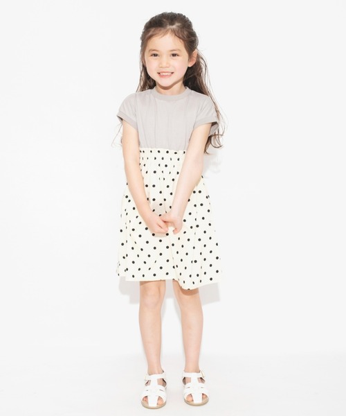 BRANSHES（ブランシェス）の「【WEB限定】ドット柄/ギンガムチェックドッキングワンピース（ワンピース・キッズ・ライトグレー/ブラック・100/130/120/150/110/140）」の18枚目の写真