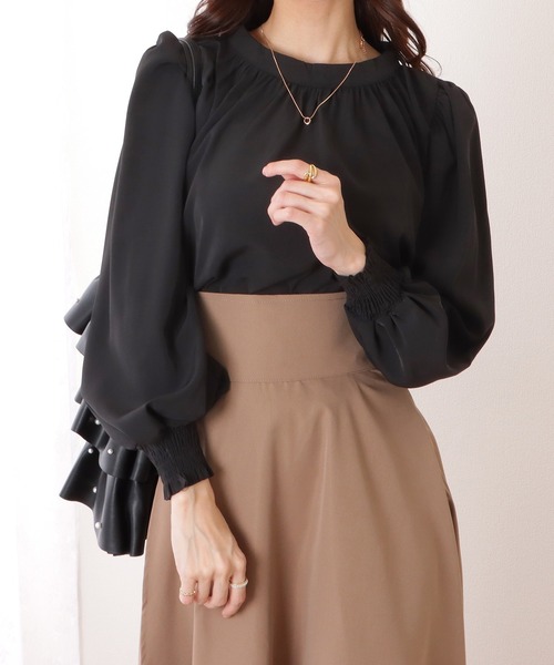 セール】ハイネック バルーンスリーブ ブラウス（シャツ