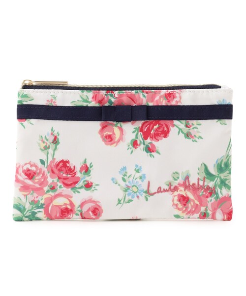 Laura Ashley ローラアシュレイ プリント柄 フラット ポーチ