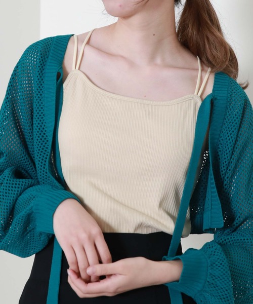 archives(アルシーヴ)の「ランダムテレコバッククロスキャミソール(キャミソール・レディース・ピンク/オフホワイト/ネイビー/イエロー/ブラック/グリーン系その他/オレンジ/ブルーグレー/アイボリー/ブラウン/グレー・MEDIUM)」の9枚目の写真