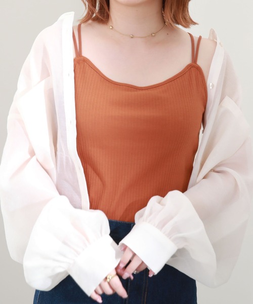 archives(アルシーヴ)の「ランダムテレコバッククロスキャミソール(キャミソール・レディース・ピンク/オフホワイト/ネイビー/イエロー/ブラック/グリーン系その他/オレンジ/ブルーグレー/アイボリー/ブラウン/グレー・MEDIUM)」の15枚目の写真