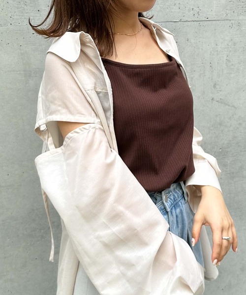 archives(アルシーヴ)の「ランダムテレコバッククロスキャミソール(キャミソール・レディース・ピンク/オフホワイト/ネイビー/イエロー/ブラック/グリーン系その他/オレンジ/ブルーグレー/アイボリー/ブラウン/グレー・MEDIUM)」の17枚目の写真