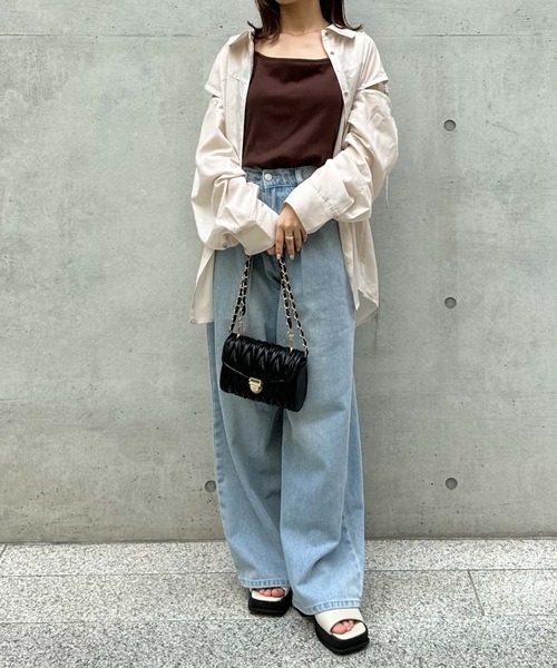 archives(アルシーヴ)の「ランダムテレコバッククロスキャミソール(キャミソール・レディース・ピンク/オフホワイト/ネイビー/イエロー/ブラック/グリーン系その他/オレンジ/ブルーグレー/アイボリー/ブラウン/グレー・MEDIUM)」の18枚目の写真