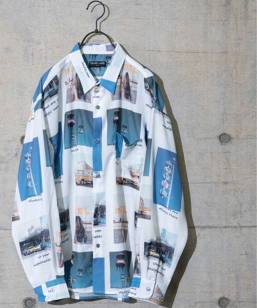 JOHN'S CLOSET(ジョンズクローゼット)の「【a】ポリエステル総柄シャツ 長袖(シャツ/ブラウス・メンズ・ホワイト/ブラック・MEDIUM/LARGE)」の2枚目の写真