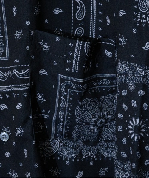 JOHN'S CLOSET(ジョンズクローゼット)の「【a】ポリエステル総柄シャツ 長袖(シャツ/ブラウス・メンズ・ホワイト/ブラック・MEDIUM/LARGE)」の4枚目の写真