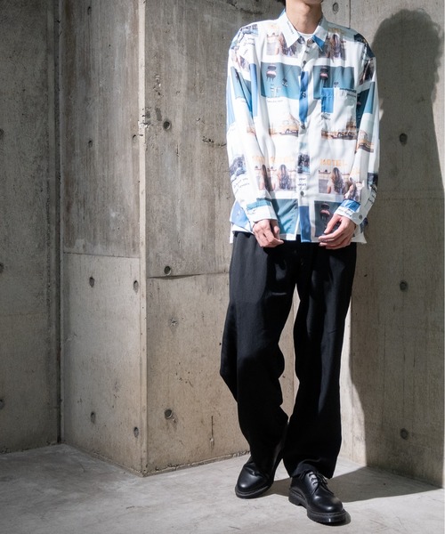 JOHN'S CLOSET(ジョンズクローゼット)の「【a】ポリエステル総柄シャツ 長袖(シャツ/ブラウス・メンズ・ホワイト/ブラック・MEDIUM/LARGE)」の15枚目の写真