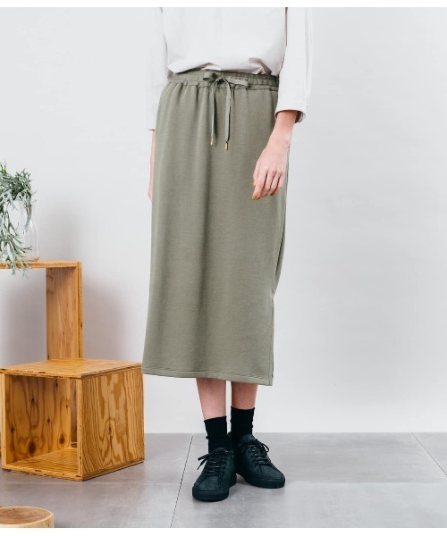 SIPULI（シプリ）の「Organic Cotton Ratch pile  タイトスカート（スカート・レディース・カーキ/アイボリー・2/3）」の2枚目の写真