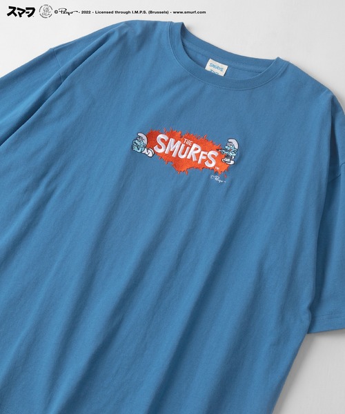 make a ray!（メイク ア レイ！）の「【THE SMURFS/スマーフ】ビッグシルエット キャラクター＆ペイントロゴ刺繍 Tシャツ/半袖Tシャツ（Tシャツ/カットソー・レディース・ホワイト/ブラック/ブルー/マルチ・M/L）」の3枚目の写真