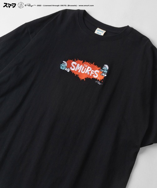 make a ray!（メイク ア レイ！）の「【THE SMURFS/スマーフ】ビッグシルエット キャラクター＆ペイントロゴ刺繍 Tシャツ/半袖Tシャツ（Tシャツ/カットソー・レディース・ホワイト/ブラック/ブルー/マルチ・M/L）」の2枚目の写真