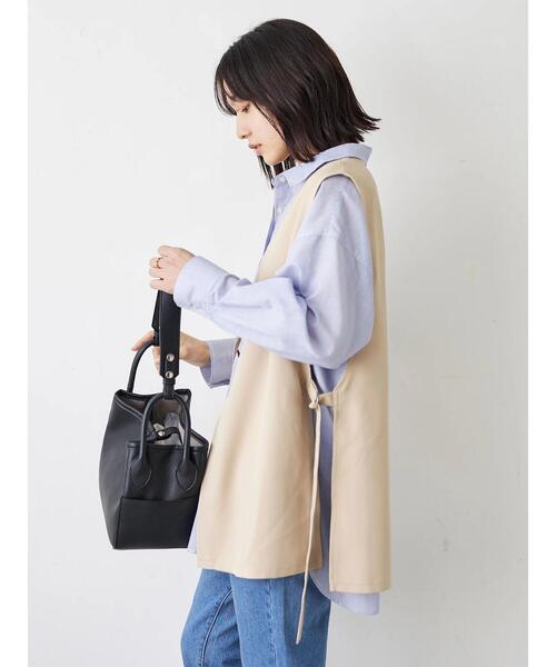 Green　Parks（グリーンパークス）の「サイドベルトベスト（ベスト・レディース・ベージュ/ブラック・FREE）」の6枚目の写真