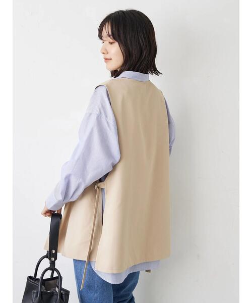 Green　Parks（グリーンパークス）の「サイドベルトベスト（ベスト・レディース・ベージュ/ブラック・FREE）」の7枚目の写真