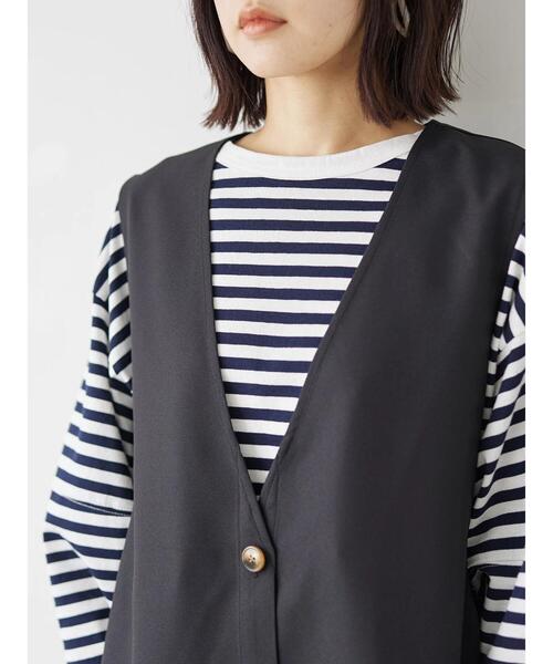 Green　Parks（グリーンパークス）の「サイドベルトベスト（ベスト・レディース・ベージュ/ブラック・FREE）」の12枚目の写真