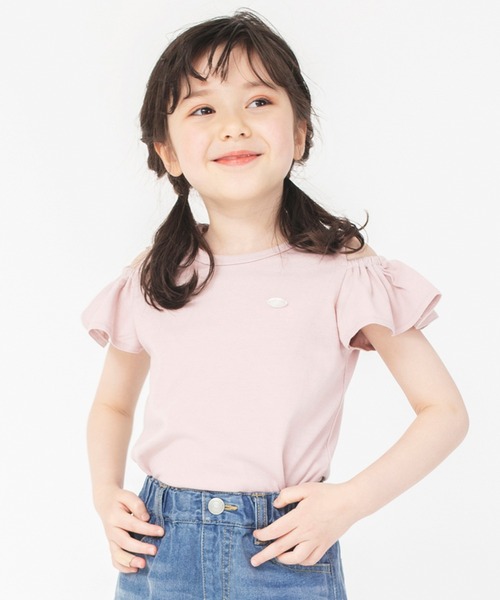 BRANSHES(ブランシェス)の「【接触冷感】オフショルダー半袖Tシャツ(Tシャツ/カットソー・キッズ・ピンク/グリーン/ブラック・120/90/130/140/150/110/100)」の3枚目の写真