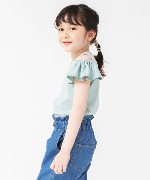 BRANSHES(ブランシェス)の「【接触冷感】オフショルダー半袖Tシャツ(Tシャツ/カットソー・キッズ・ピンク/グリーン/ブラック・120/90/130/140/150/110/100)」の5枚目の写真