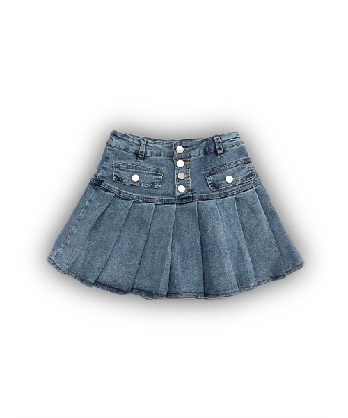  JEANS★ Denim Pleat Mini デニム プリーツ ミニ スカート XU（エックスユー）の「【XU/エックスユー】pocket denim skirt