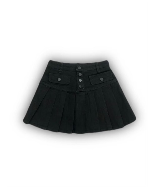 ounce pocket denim skirt black デニムスカート XU（エックスユー）の「【XU/エックスユー】pocket denim skirt