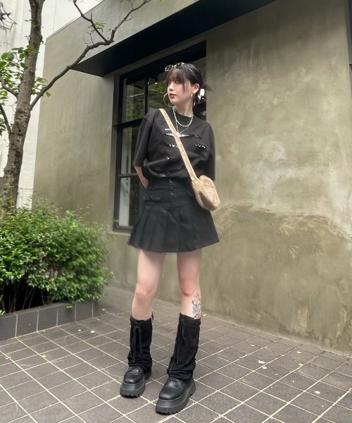 スカート Fur pocket denim skirt ANDMARY】Fur pocket denim skirt