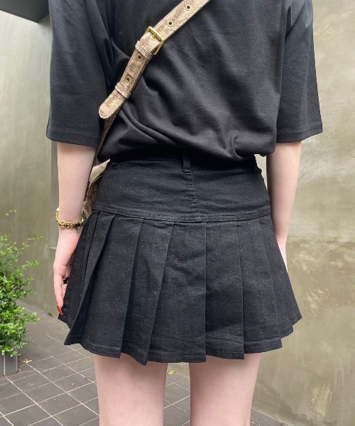 ounce pocket denim skirt black デニムスカート XU（エックスユー）の「【XU/エックスユー】pocket denim skirt