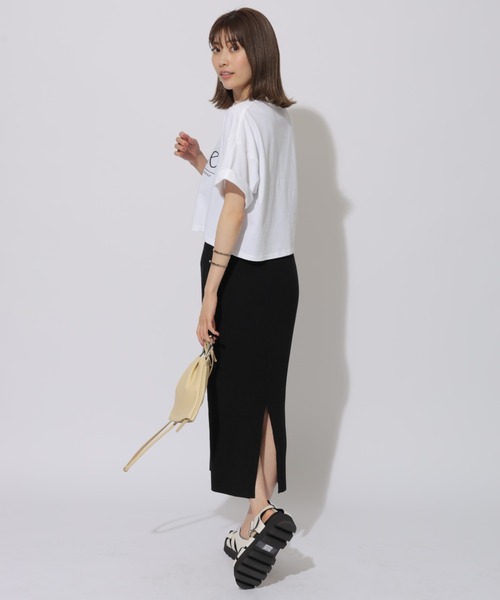 アプワイザーリッシェ　クロップドTシャツ×ニットロングワンピース Apuweiser-riche（アプワイザーリッシェ）の「クロップドT