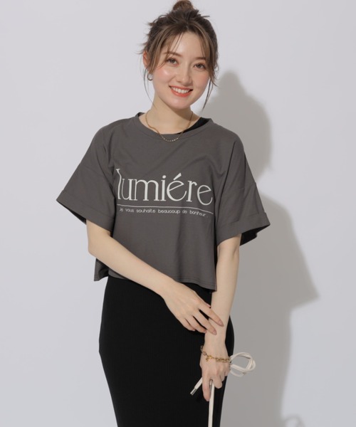 アプワイザーリッシェ　クロップドTシャツ×ニットロングワンピース Apuweiser-riche（アプワイザーリッシェ）の「クロップドT