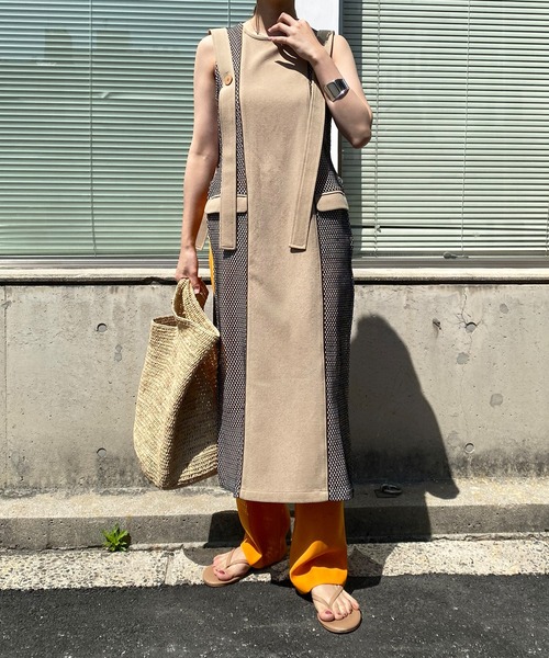 DouDou（ドゥドゥ）の「【AgAwd/アガウド】【WEB限定】バイカラーメッシュジレ（ワンピース・レディース・ブラック/ベージュ・FREE）」の10枚目の写真