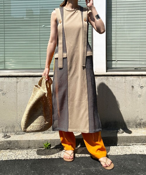 DouDou（ドゥドゥ）の「【AgAwd/アガウド】【WEB限定】バイカラーメッシュジレ（ワンピース・レディース・ブラック/ベージュ・FREE）」の11枚目の写真