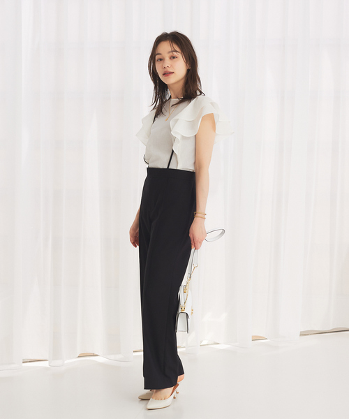 Rouge vif(ルージュヴィフ)の「ボイルフリルスリーブブラウス(シャツ/ブラウス・レディース・ホワイト/ネイビー・フリー)」の6枚目の写真
