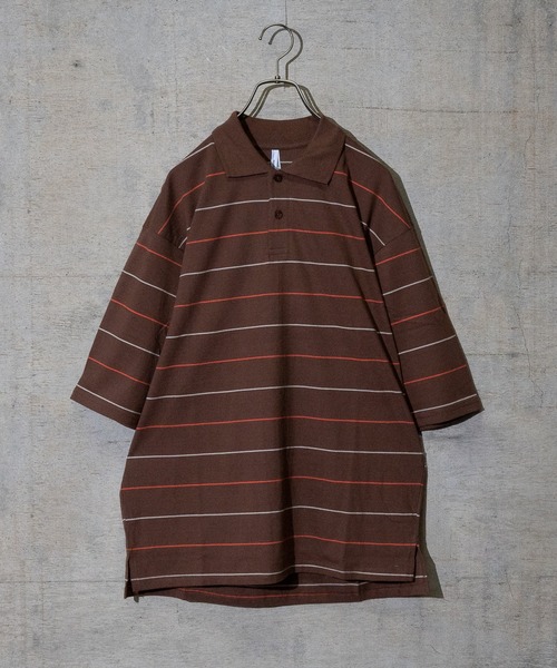 JOHN'S CLOSET(ジョンズクローゼット)の「【i】天竺ピンボーダーポロシャツ(ポロシャツ・メンズ・グリーン/ブラウン/サックスブルー・LARGE/MEDIUM/X-LARGE)」の1枚目の写真