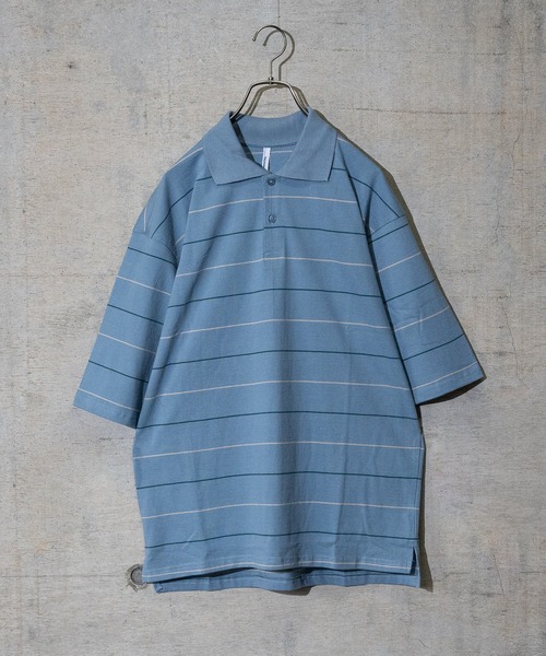 JOHN'S CLOSET(ジョンズクローゼット)の「【i】天竺ピンボーダーポロシャツ(ポロシャツ・メンズ・グリーン/ブラウン/サックスブルー・LARGE/MEDIUM/X-LARGE)」の3枚目の写真