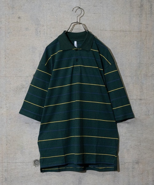 JOHN'S CLOSET(ジョンズクローゼット)の「【i】天竺ピンボーダーポロシャツ(ポロシャツ・メンズ・グリーン/ブラウン/サックスブルー・LARGE/MEDIUM/X-LARGE)」の2枚目の写真