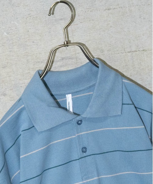 JOHN'S CLOSET(ジョンズクローゼット)の「【i】天竺ピンボーダーポロシャツ(ポロシャツ・メンズ・グリーン/ブラウン/サックスブルー・LARGE/MEDIUM/X-LARGE)」の4枚目の写真