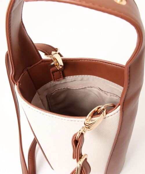 KOBE LETTUCE(コウベレタス)の「キャンバス×フェイクレザーバケットバッグ(ハンドバッグ・レディース・ブラック系その他/ブラウン系その他・FREE)」の4枚目の写真