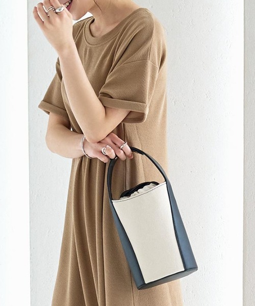 KOBE LETTUCE(コウベレタス)の「キャンバス×フェイクレザーバケットバッグ(ハンドバッグ・レディース・ブラック系その他/ブラウン系その他・FREE)」の16枚目の写真