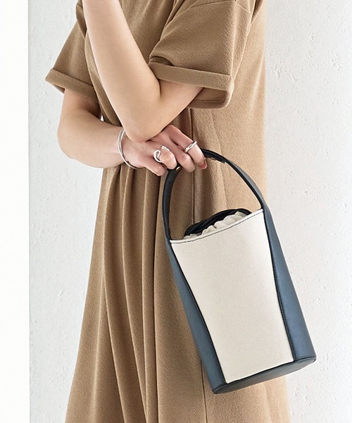 KOBE LETTUCE(コウベレタス)の「キャンバス×フェイクレザーバケットバッグ(ハンドバッグ・レディース・ブラック系その他/ブラウン系その他・FREE)」の17枚目の写真