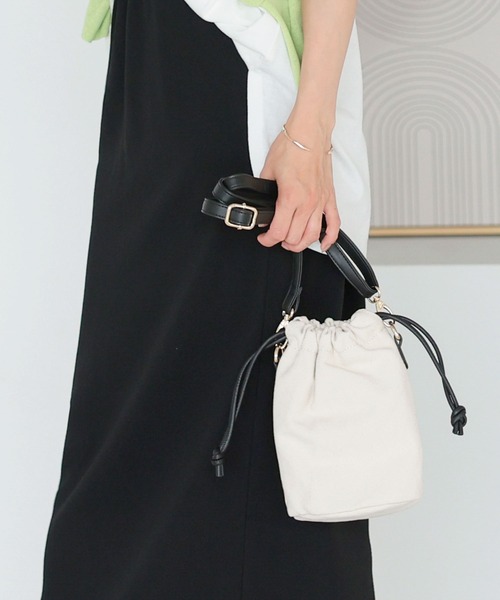 KOBE LETTUCE(コウベレタス)の「キャンバス×フェイクレザーバケットバッグ(ハンドバッグ・レディース・ブラック系その他/ブラウン系その他・FREE)」の19枚目の写真