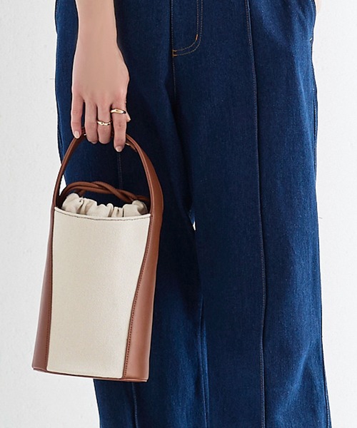 KOBE LETTUCE(コウベレタス)の「キャンバス×フェイクレザーバケットバッグ(ハンドバッグ・レディース・ブラック系その他/ブラウン系その他・FREE)」の22枚目の写真