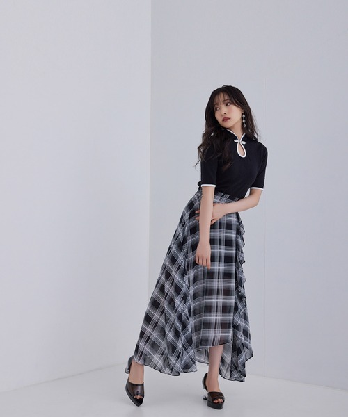 ANDGEEBEE（アンジービー）の「パイピングチャイナトップス（その他トップス・レディース・ホワイト/ブラック・MEDIUM）」の13枚目の写真