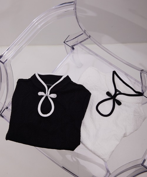 ANDGEEBEE（アンジービー）の「パイピングチャイナトップス（その他トップス・レディース・ホワイト/ブラック・MEDIUM）」の7枚目の写真