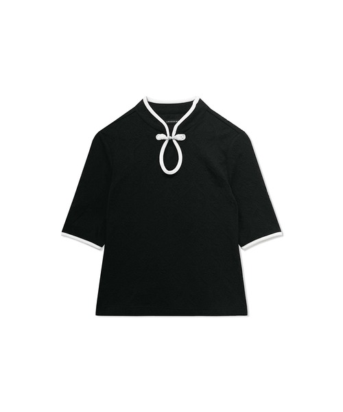 ANDGEEBEE（アンジービー）の「パイピングチャイナトップス（その他トップス・レディース・ホワイト/ブラック・MEDIUM）」の4枚目の写真