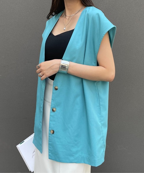 StyleSea（スタイルシー）の「コットンリネンジレベスト（ベスト・レディース・ナチュラル/ターコイズブルー/カーキ・MEDIUM）」の22枚目の写真