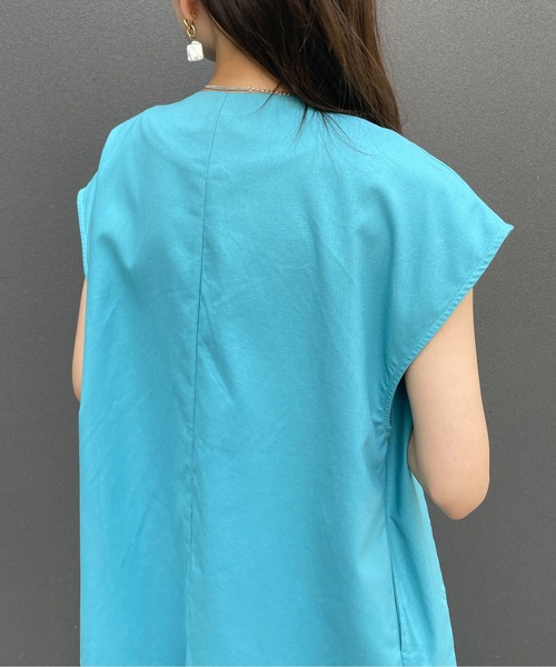 StyleSea（スタイルシー）の「コットンリネンジレベスト（ベスト・レディース・ナチュラル/ターコイズブルー/カーキ・MEDIUM）」の18枚目の写真