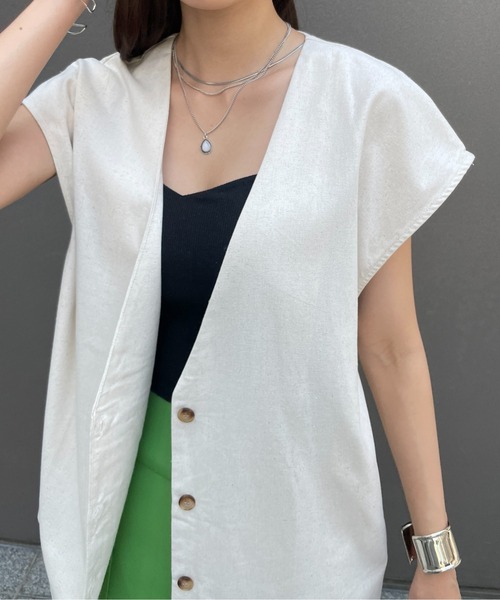 StyleSea（スタイルシー）の「コットンリネンジレベスト（ベスト・レディース・ナチュラル/ターコイズブルー/カーキ・MEDIUM）」の21枚目の写真