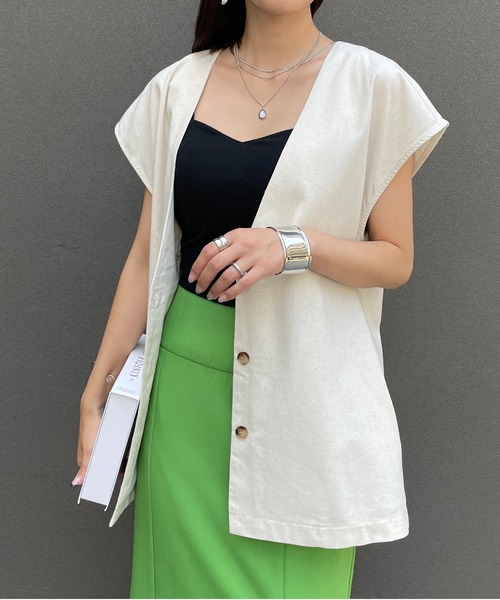 StyleSea（スタイルシー）の「コットンリネンジレベスト（ベスト・レディース・ナチュラル/ターコイズブルー/カーキ・MEDIUM）」の20枚目の写真