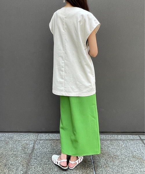 StyleSea（スタイルシー）の「コットンリネンジレベスト（ベスト・レディース・ナチュラル/ターコイズブルー/カーキ・MEDIUM）」の5枚目の写真